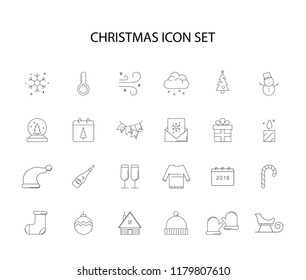 Line icons set. Christmas pack. Vector illustration	