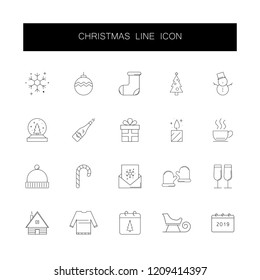 Line icons set. Christmas pack. Vector illustration	