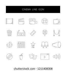 Line icons set. Cinema pack. Vector illustration