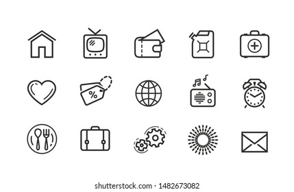 Line icons set. Collection vector black outline logo for mobile apps web or site design