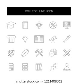 Line icons set. College pack. Vector illustration