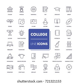 Line icons set. College pack. Vector illustration.