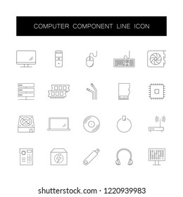 Line icons set. Computer component pack. Vector illustration