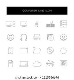 Line icons set. Computer pack. Vector illustration	