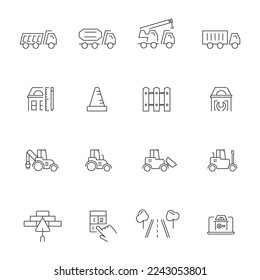 Conjunto de iconos de línea de construcción y arquitectura
