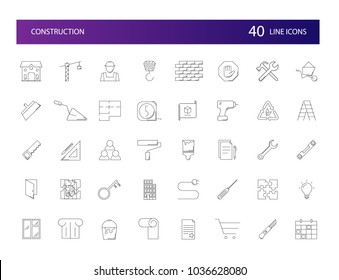 Line icons set. Construction pack. Vector illustration	