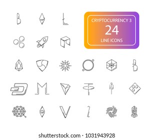 Line icons set. Cryptocurrency pack. Vector illustration