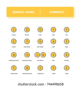  Line icons set. Currency pack. Vector illustration.