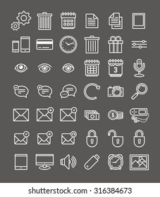 Line icons set dark theme