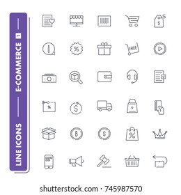 Line icons set. E-commerce 1 pack. Vector illustration for internet and online work 