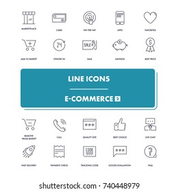 Line icons set. E-commerce 2 pack. Vector illustration for internet and online work 