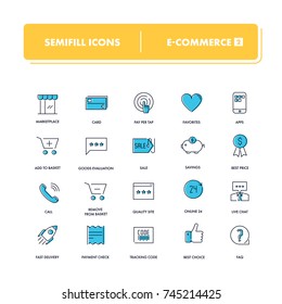 Line icons set. E-commerce 2 pack. Vector illustration for internet and online work 