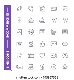 Line icons set. E-commerce 2 pack. Vector illustration for internet and online work 
