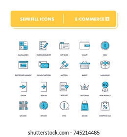 Line icons set. E-commerce 3 pack. Vector illustration for internet and online work 