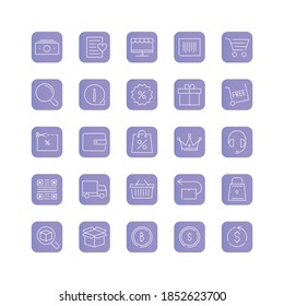 Line icons set. E-commerce and online market pack. Vector illustration for  web and Ui/UX details, business and marketing concepts, start up and job 