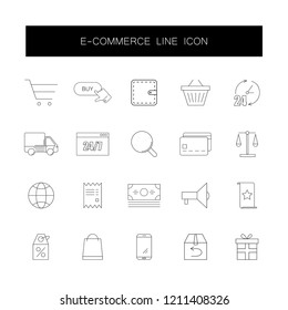Line icons set. E-commerce pack. Vector illustration
