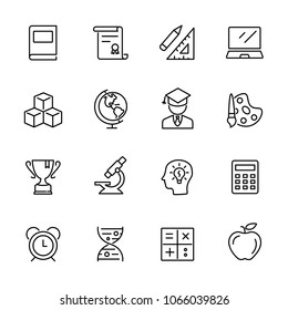Line icons set of education. Editable vector stroke 100x100 Pixel Perfect.