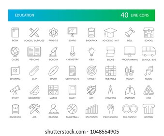 Line icons set. Education pack. Vector Illustration