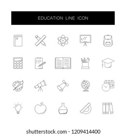 Line icons set. Education pack. Vector illustration	