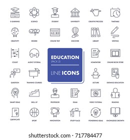 Line icons set. Education pack. Vector illustration