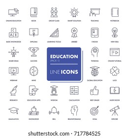 Line icons set. Education pack. Vector illustration