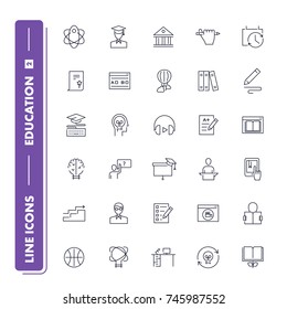  Line icons set. Education pack 2. Vector illustration.