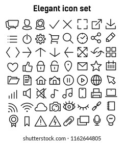 Line icons set. Elegant hand crafted icons. Line art glyphs for information technologies.