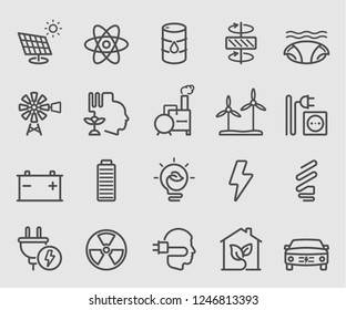 Line icons set for Energy 