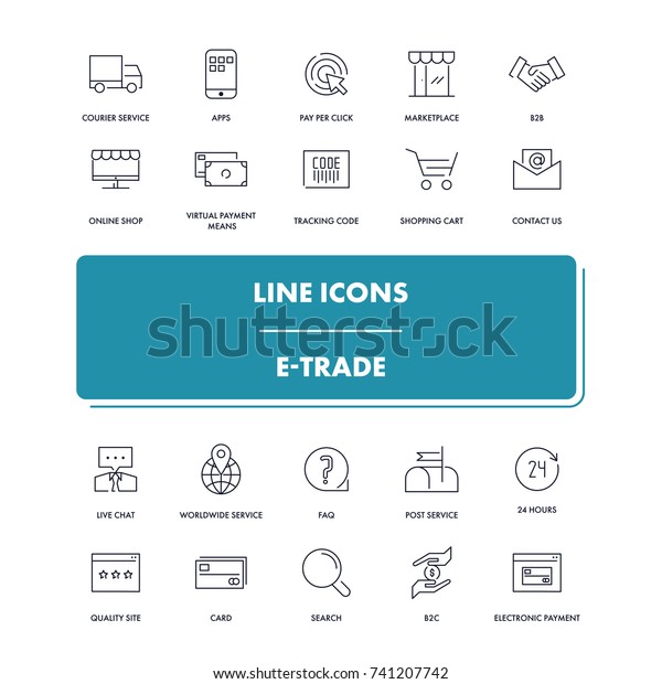 Line Icons Set Etrade Pack Vector Stock Vector Royalty Free