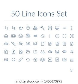 Line icons set, fifty pieces, sheet 3. vector illustration.