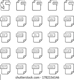 Line Icons Set of File Types