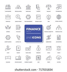 Line icons set. Finance pack. Vector illustration. 