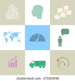 Line icons set with flat design elements of business people communication, professional support, partnership agreement, solving management problems. Modern vector pictogram collection concept.