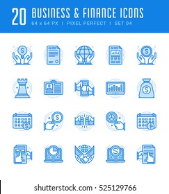 Line icons set. Flat thin linear stroke vector Business and Finance concepts. For website graphics, Mobile Apps, Infographics. Pictogram pack. Easy resize to 128, 256, 512 pixels, easy edit colors.