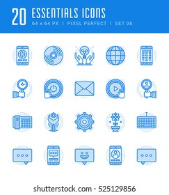 Line icons set. Flat thin linear stroke vector Essentials objects concepts. For website graphics, Mobile Apps, Infographics. Pictogram pack. Easy resize to 128, 256, 512 pixels, easy edit colors.