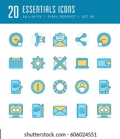 Line icons set. Flat thin linear stroke vector Essentials objects concepts. For website graphics, Mobile Apps, Infographics. Pictogram pack. Easy resize to 128, 256, 512 pixels, easy edit colors.