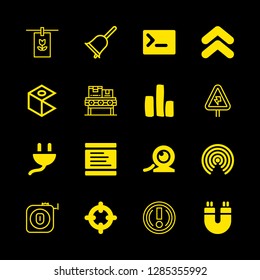 line icons set with focus with a circle with four lines, wireless internet and magnetism vector set