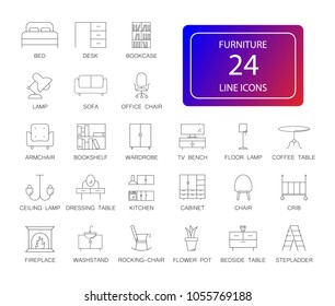 Line icons set. Furniture pack. Vector illustration	