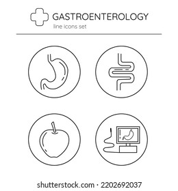 Line icons set of gastroenterology