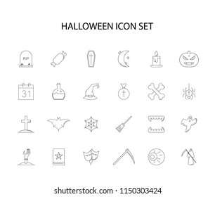 Line icons set. Halloween pack. Vector illustration	