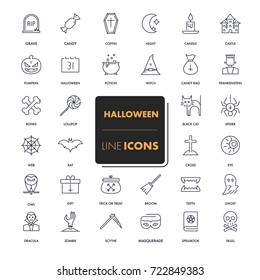 Line icons set. Halloween pack. Vector illustration.
