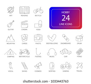 Line icons set. Hobby pack. Vector illustration