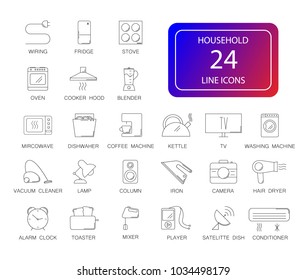 Line icons set. Household pack. Vector illustration	