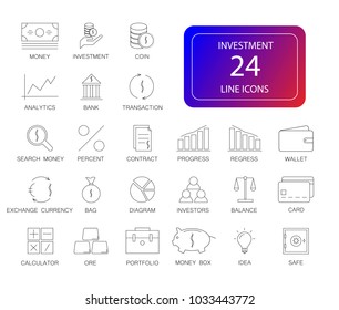 Line icons set. Incestment pack. Vector illustration