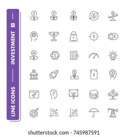 Line icons set. Investment pack 2. Vector illustration for increase money