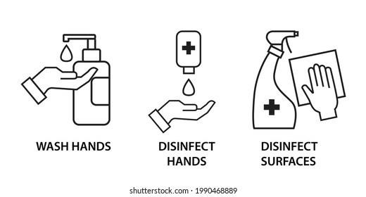 line icons set isolated on white. outline symbols prevention Coronavirus Covid 19 pandemic banner. Quality design elements 