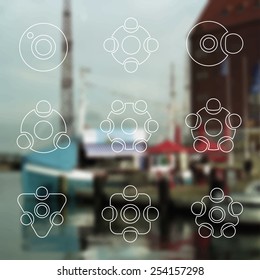 Line Icons Set - Isolated On Blurred Background - Vector Illustration