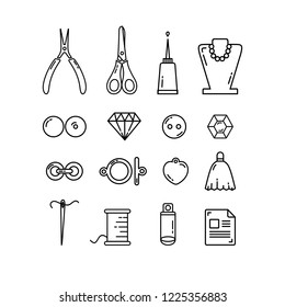 Line Icons Set Of Jewelry Making Tools