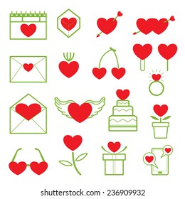 Line Icons Set : Love Objects
