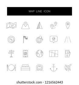 Line icons set. Map pack. Vector illustration	